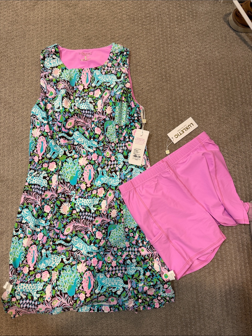 Lilly Pulitzer Pink Multi-Print Sleeveless Dress with Pink Shorts